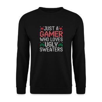 Ugly Christmas Gamer Weihnachten Zocker Gaming - Unisex Sweatshirt - black - Front - Alina (178cm) & Michal (187cm)