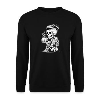 Café Sipper Squelette - Sweat-shirt Unisexe - noir - Devant - Alina (178cm) & Michal (187cm)