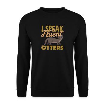 Seeotter Sprechen Fließend - Unisex Pullover - Schwarz - Vorne - Alina (178cm) & Michal (187cm)