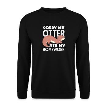 Sea Otter Cartoon Homework - Unisex Sweatshirt - black - Front - Alina (178cm) & Michal (187cm)
