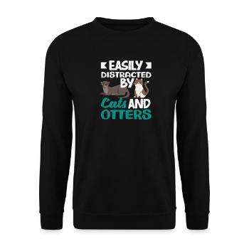 Sea Otter Cartoon Cats - Unisex Sweatshirt - black - Front - Alina (178cm) & Michal (187cm)