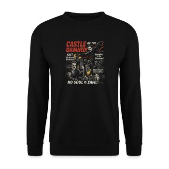 Das Schloss der Verdammten Filmplakat Halloween - Unisex Pullover - Schwarz - Vorne - Alina (178cm) & Michal (187cm)