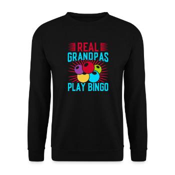 Bingo Game Real Grandpas Play Bingo - Unisex Pullover - Schwarz - Vorne - Alina (178cm) & Michal (187cm)