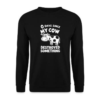 0 Days Since My Cow Destroyed Something Fun - Unisex Sweatshirt - black - Front - Alina (178cm) & Michal (187cm)