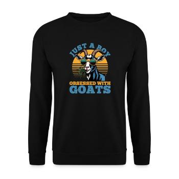 Funny Farm Animal Goat - Unisex Sweatshirt - black - Front - Alina (178cm) & Michal (187cm)