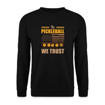 Pickleball We Trust USA Flag - Unisex Sweatshirt - black - Front - Alina (178cm) & Michal (187cm)