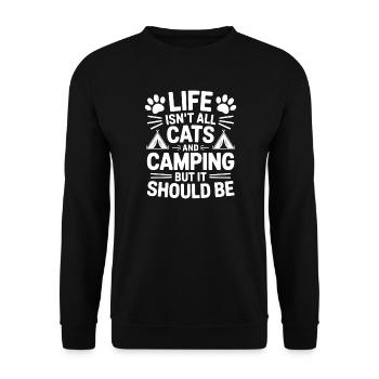 Camping Saying Cats Funny Camping Gift - Unisex Sweatshirt - black - Front - Alina (178cm) & Michal (187cm)
