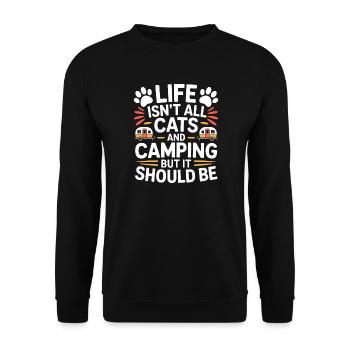 Camping Saying Cats Funny Camping Gift - Unisex Sweatshirt - black - Front - Alina (178cm) & Michal (187cm)
