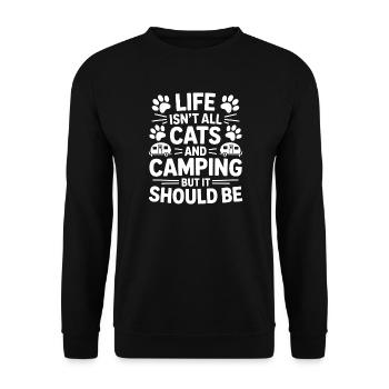 Camping Saying Cats Funny Camping Gift - Unisex Sweatshirt - black - Front - Alina (178cm) & Michal (187cm)