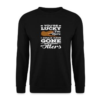 Sea Otter Pun Otter Lover - Unisex Sweatshirt - black - Front - Alina (178cm) & Michal (187cm)