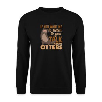 Seeotter Gespräch Über Otter - Unisex Pullover - Schwarz - Vorne - Alina (178cm) & Michal (187cm)