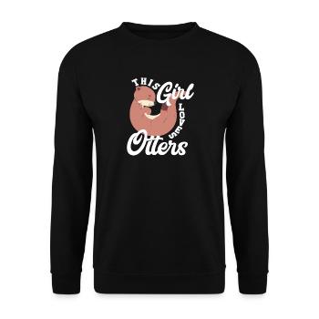 Sea Otter Cartoon Girl - Unisex Sweatshirt - black - Front - Alina (178cm) & Michal (187cm)