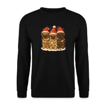 Cute Pug Dogs with Santa Hat Pugs Dog - Unisex Sweatshirt - black - Front - Alina (178cm) & Michal (187cm)