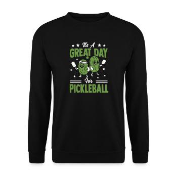 Pickles Pickleball Sport Joueur de Paddleball - Sweat-shirt Unisexe - noir - Devant - Alina (178cm) & Michal (187cm)