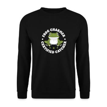 Frog Catcher Charmer Certified Frog - Unisex Pullover - Schwarz - Vorne - Alina (178cm) & Michal (187cm)