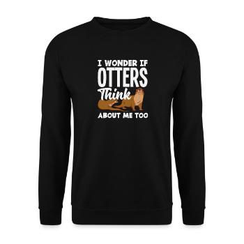Seeotter Cartoon Denk An Mich - Unisex Pullover - Schwarz - Vorne - Alina (178cm) & Michal (187cm)