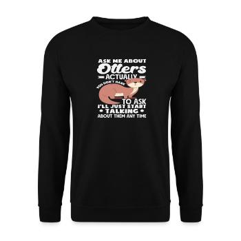 Sea Otter Cartoon Conversation About Otter - Unisex Sweatshirt - black - Front - Alina (178cm) & Michal (187cm)