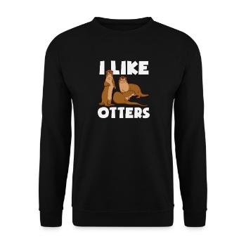 Sea Otter Cartoon I Like - Unisex Sweatshirt - black - Front - Alina (178cm) & Michal (187cm)