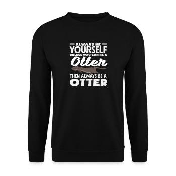 Sea Otter Cartoon Gift - Unisex Sweatshirt - black - Front - Alina (178cm) & Michal (187cm)