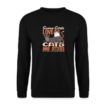 Sea Otter Cats - Unisex Sweatshirt - black - Front - Alina (178cm) & Michal (187cm)