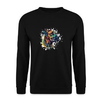 Color Explosion Dog Portrait - Unisex Sweatshirt - black - Front - Alina (178cm) & Michal (187cm)