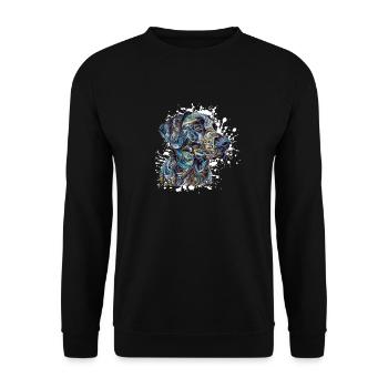 Aquarelle Chien Portrait Bleu - Sweat-shirt Unisexe - noir - Devant - Alina (178cm) & Michal (187cm)