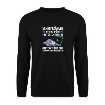 Podomètre? J’utilise le détecteur de mouvement - Sweat-shirt Unisexe - noir - Devant - Alina (178cm) & Michal (187cm)