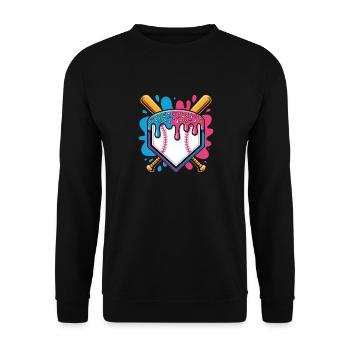 Baseball Home Plate Mit Eiscreme Streuseln - Unisex Pullover - Schwarz - Vorne - Alina (178cm) & Michal (187cm)