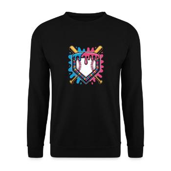 Baseball Home Plate Bats Farbsplash - Unisex Pullover - Schwarz - Vorne - Alina (178cm) & Michal (187cm)
