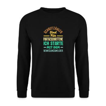Podomètre? J’utilise le détecteur de mouvement - Sweat-shirt Unisexe - noir - Devant - Alina (178cm) & Michal (187cm)
