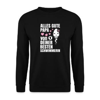 Alles Gute Papa wünscht dir dein bester Schwimmer - Unisex Pullover - Schwarz - Vorne - Alina (178cm) & Michal (187cm)