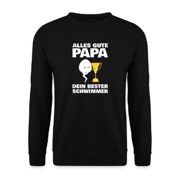 Alles Gute Papa wünscht dir dein bester Schwimmer - Unisex Pullover - Schwarz - Vorne - Alina (178cm) & Michal (187cm)