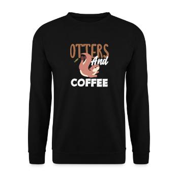 Sea Otter Cartoon Coffee - Unisex Sweatshirt - black - Front - Alina (178cm) & Michal (187cm)