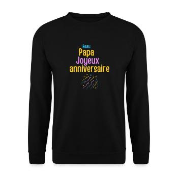 Beau Papa Joyeux Anniversaire - Sweat-shirt Unisexe - noir - Devant - Alina (178cm) & Michal (187cm)