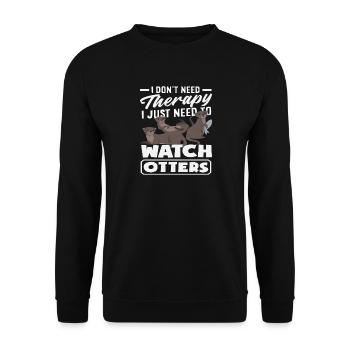 Seeotter Cartoon Therapie Uhr Otter - Unisex Pullover - Schwarz - Vorne - Alina (178cm) & Michal (187cm)