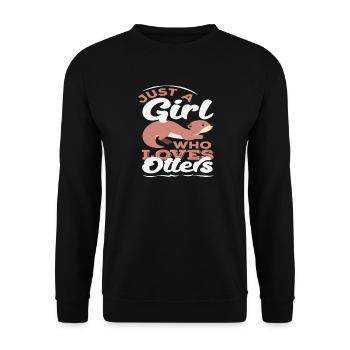 Sea Otter Cartoon Mädchen, Das Liebt - Unisex Pullover - Schwarz - Vorne - Alina (178cm) & Michal (187cm)