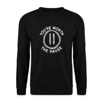 You're worth the mental health break - Unisex Sweatshirt - black - Front - Alina (178cm) & Michal (187cm)