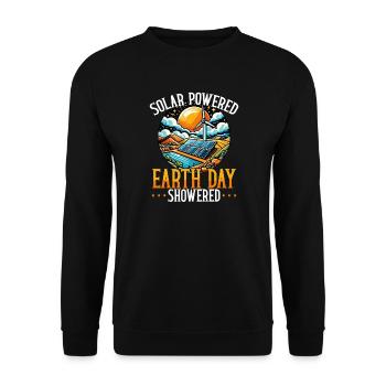 Solar Powered Earth Day Showered - Unisex Sweatshirt - black - Front - Alina (178cm) & Michal (187cm)