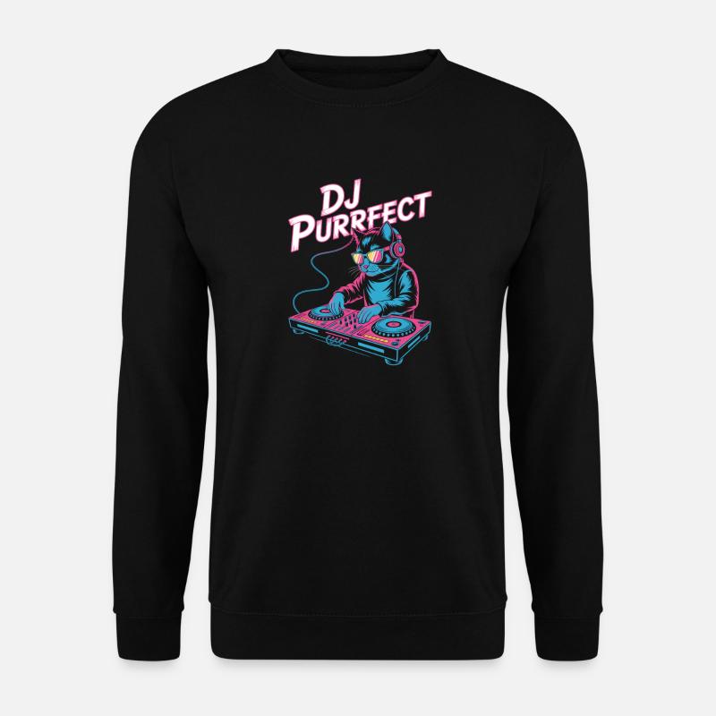 DJ PURRRFECT Katze DJ Mit Mischpult Rave - Unisex Pullover - Schwarz