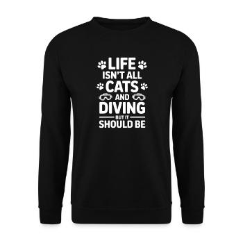 Diving Saying Cats Funny Diving Gift - Unisex Sweatshirt - black - Front - Alina (178cm) & Michal (187cm)