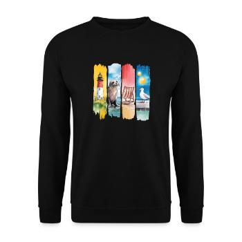 Phare maritime phoque mouette côte - Sweat-shirt Unisexe - noir - Devant - Alina (178cm) & Michal (187cm)