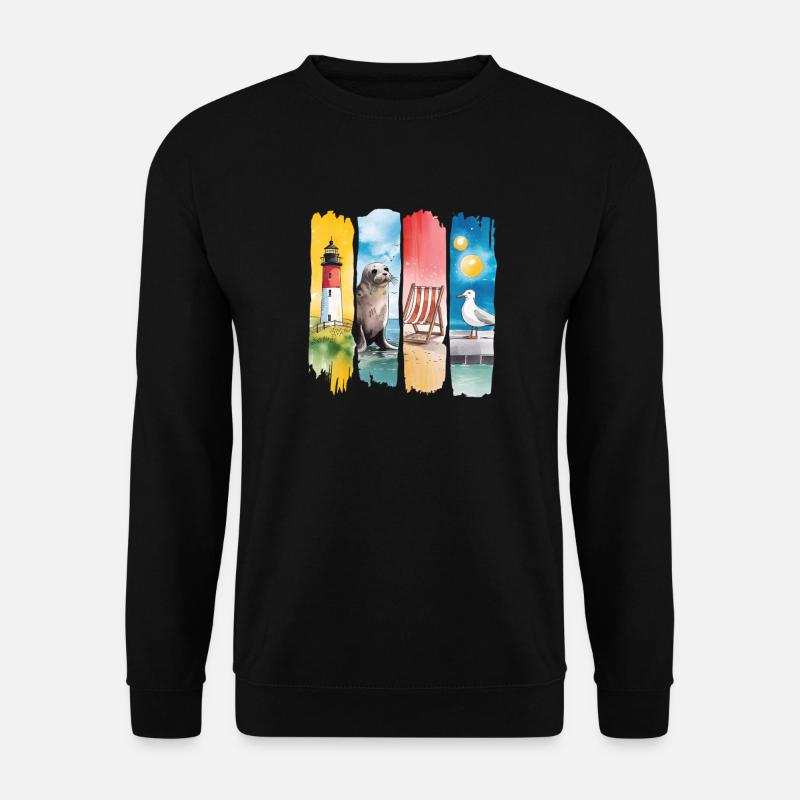 Maritime Lighthouse Seal Seagull Coast - Unisex Sweatshirt - black