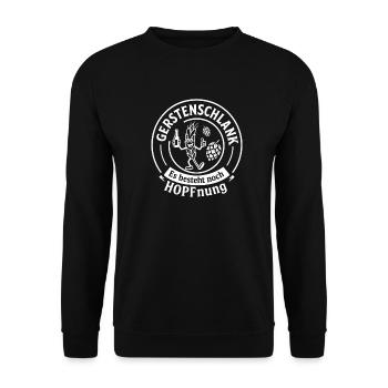 Lustiger Spruch Gerstenschlank und Hopfnung - Unisex Pullover - Schwarz - Vorne - Alina (178cm) & Michal (187cm)