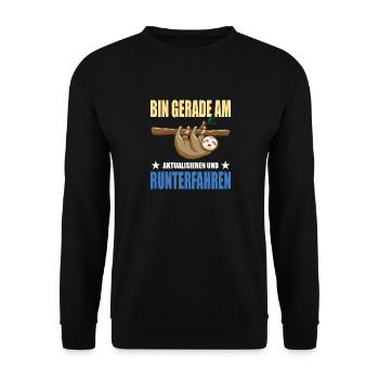 Lustige Sprüche Fun Outfits Ironie Sarkasmus - Unisex Pullover - Schwarz - Vorne - Alina (178cm) & Michal (187cm)