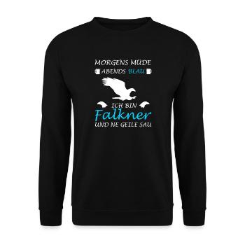 Falknerei Falkner Falknerin Beizjagd Greifvogel - Unisex Pullover - Schwarz - Vorne - Alina (178cm) & Michal (187cm)
