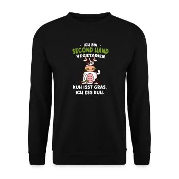 Vegetarier Kuh Isst Gras Ich Ess Kuh - Unisex Pullover - Schwarz - Vorne - Alina (178cm) & Michal (187cm)