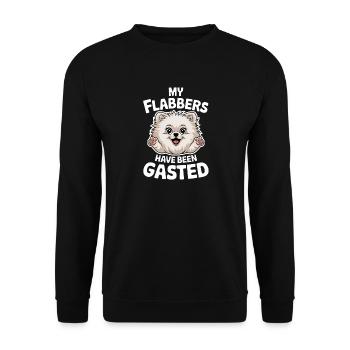  My Flabbers Have Been Gasted Pomeranian Hund Meme - Unisex Pullover - Schwarz - Vorne - Alina (178cm) & Michal (187cm)