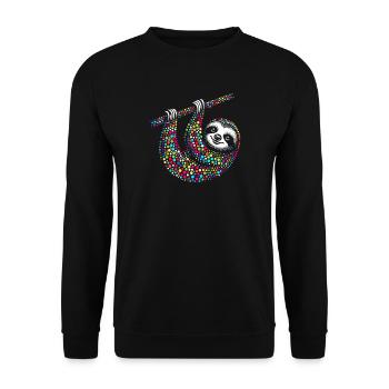 Spotty Rainbow Dotted Sloth Mosaic - Unisex Sweatshirt - black - Front - Alina (178cm) & Michal (187cm)
