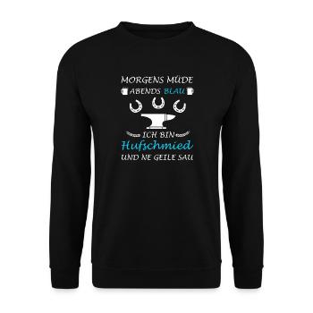 Hufschmied Pferdeschmiede Schmied Lustig - Unisex Pullover - Schwarz - Vorne - Alina (178cm) & Michal (187cm)