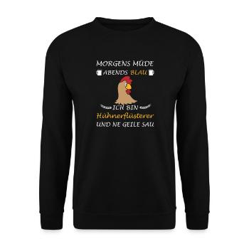 Chickens Chicken Whisperer Chicken Farm Saying Chicken - Unisex Sweatshirt - black - Front - Alina (178cm) & Michal (187cm)